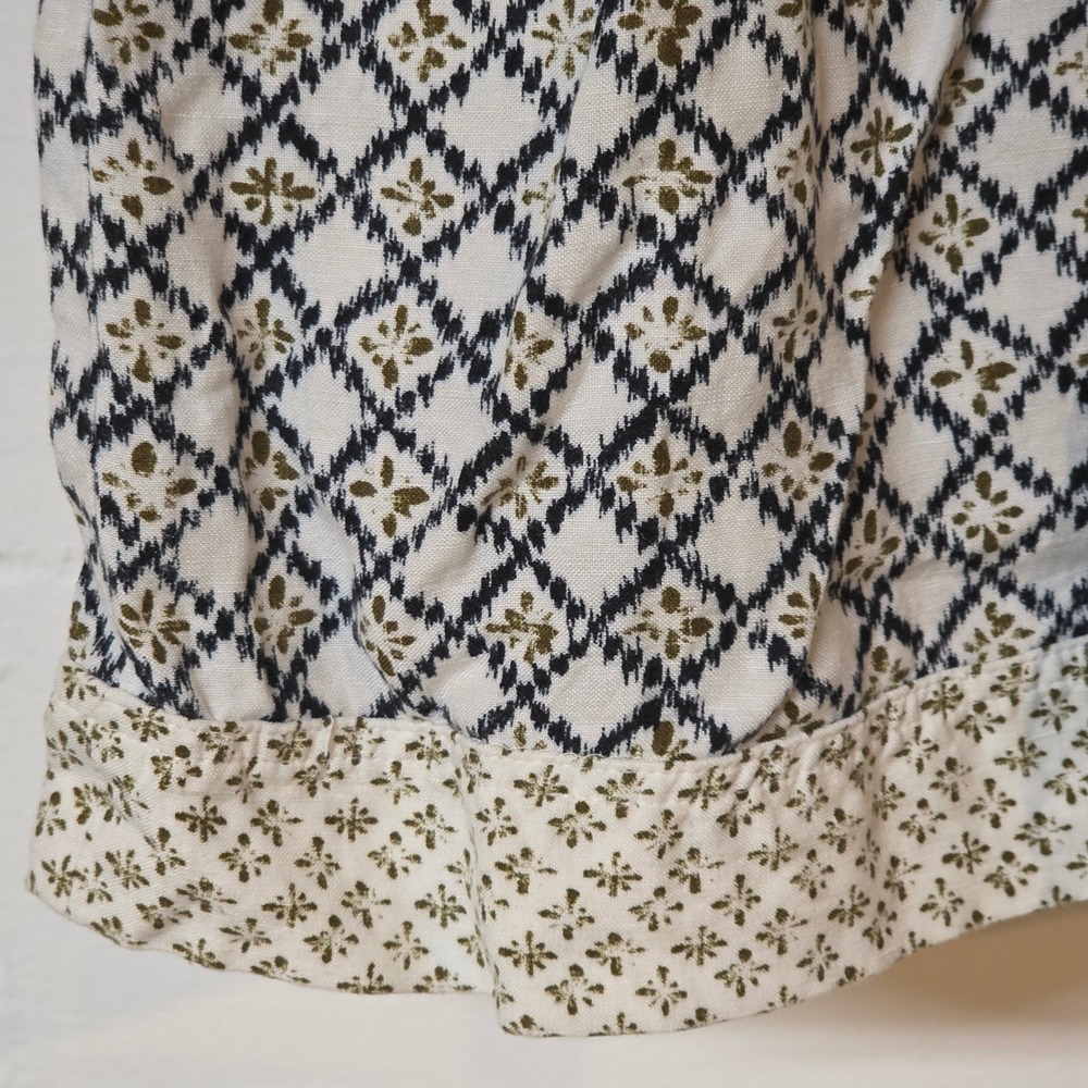 LOFT Boho Ikat Diamond Print Mini Skirt Cream Black Olive Green Side Zip Pockets - Picture 4 of 11